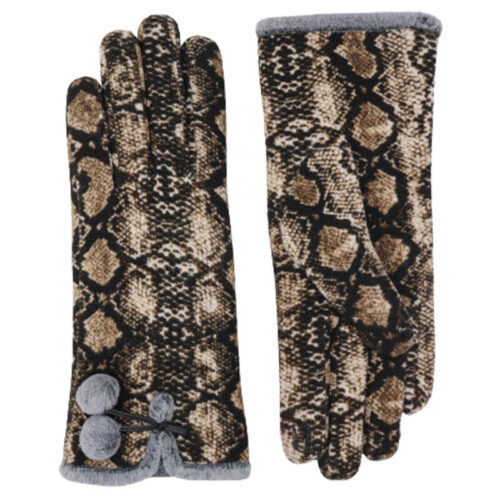 Brown snakeskin casual gloves